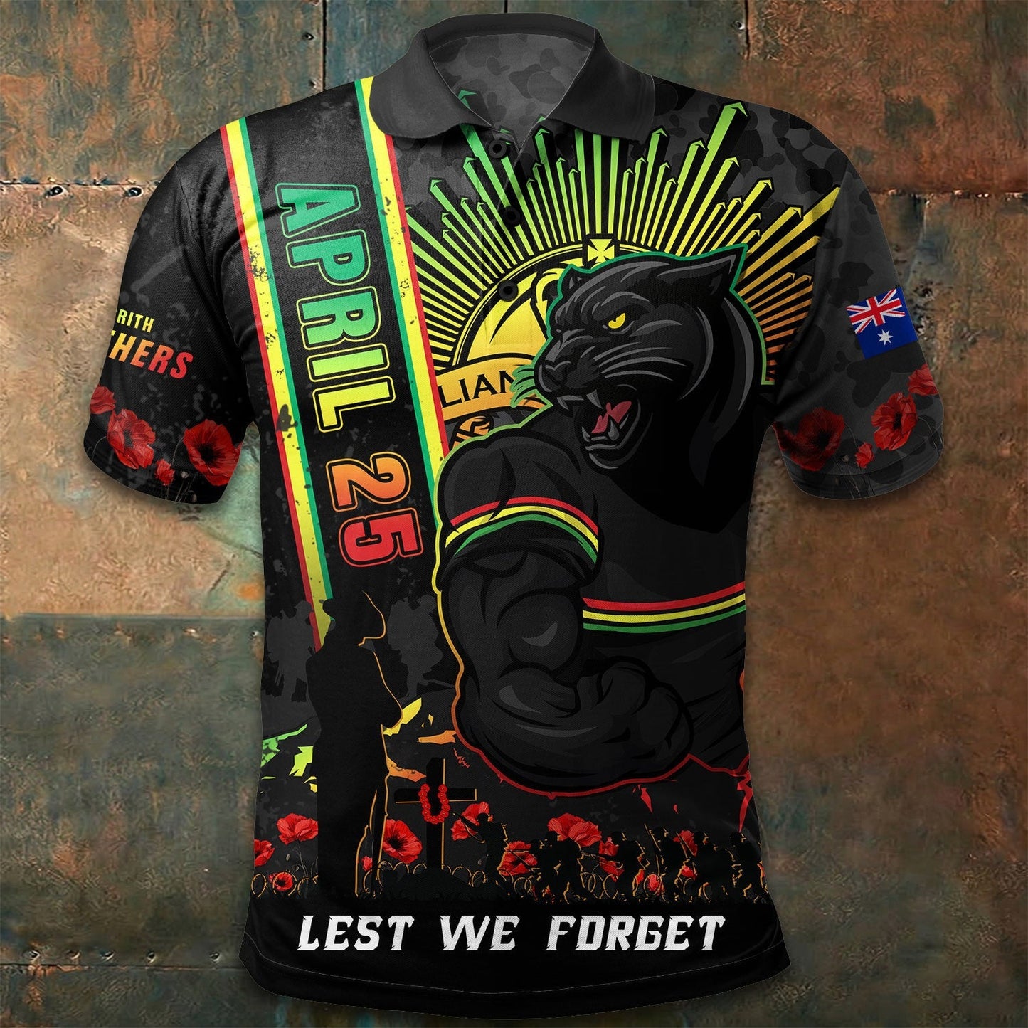 PREMIUM NRL X PP Polo Shirt Anzac Day Lest We Forget Strong Fighting NDT LVH