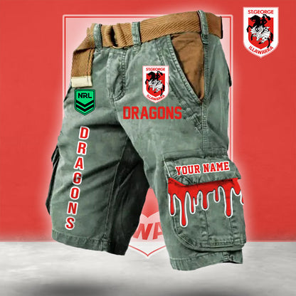 PREMIUM NRL X SID Cargo Shorts Custom Name Limited Edition NDT LVH