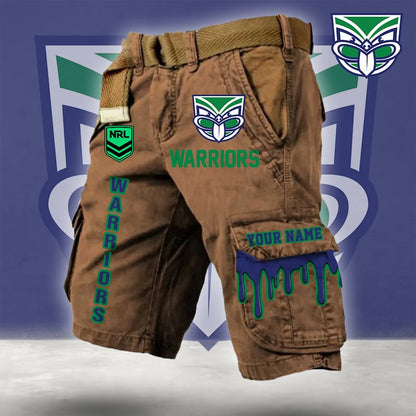 PREMIUM NRL X WAR Cargo Shorts Custom Name Limited Edition NDT LVH