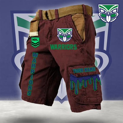 PREMIUM NRL X WAR Cargo Shorts Custom Name Limited Edition NDT LVH