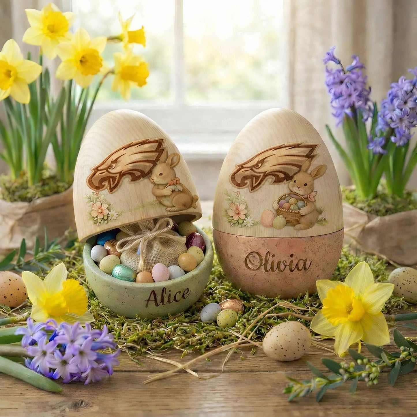 PREMIUM ?�?­?�???�?? X PHI  Personalized Hollow Wooden Easter Egg NDT NHM 270226