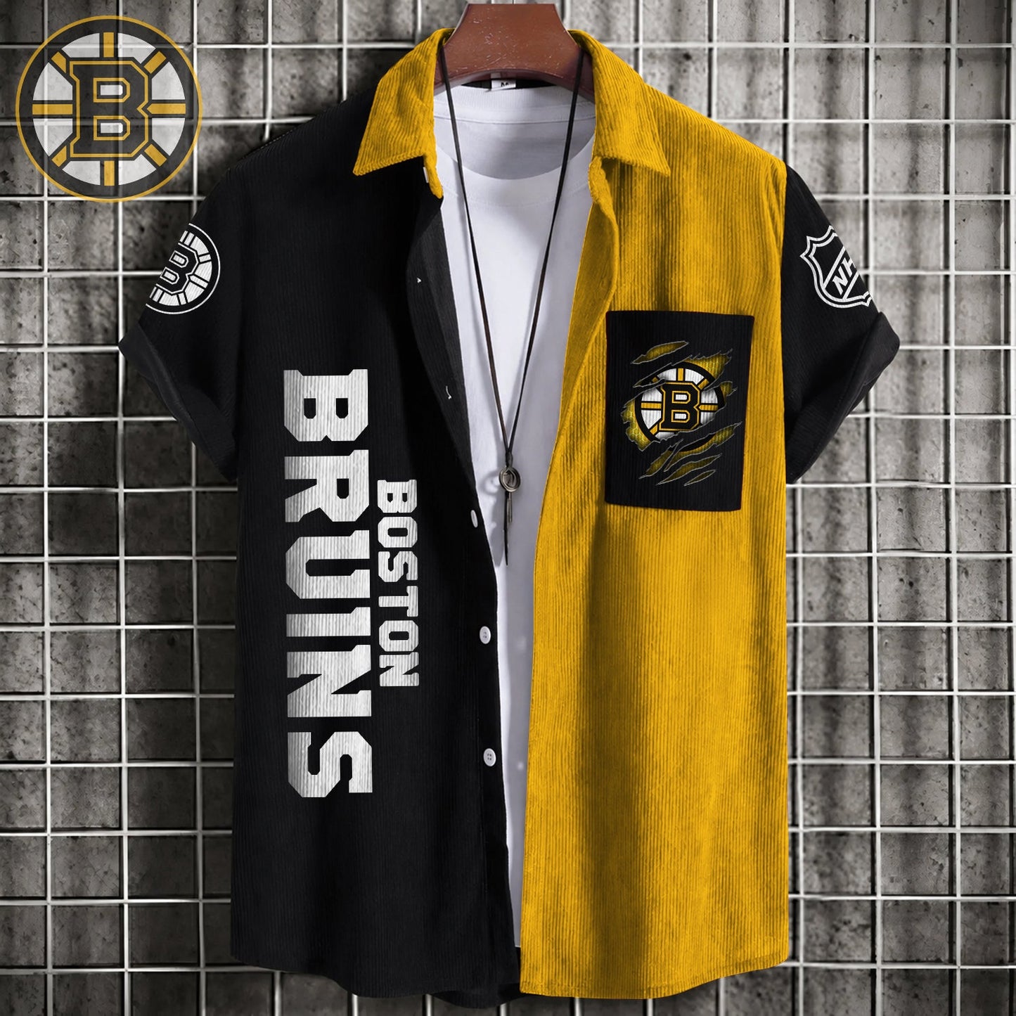 PREMIUM NHL X BB Patchwork Lapel Striped Shirts Limited Editions NDT NHM 240526