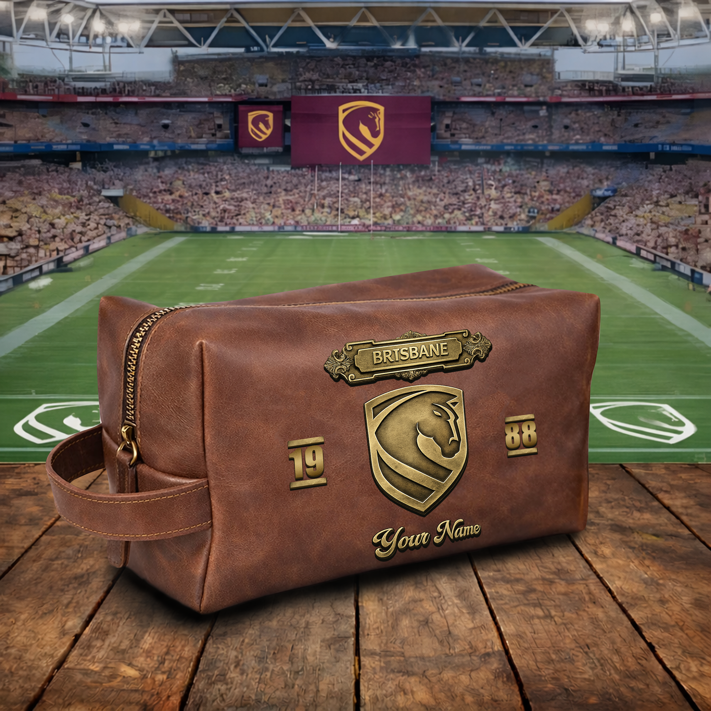 PREMIUM NRL  X BB 3D EMBOSSED LEATHER TOILETRY BAG Limited Edition NDT VHM