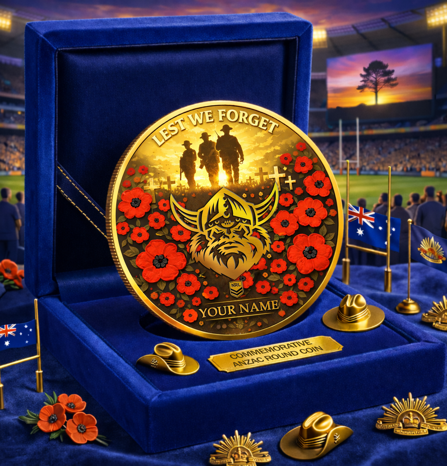 PREMIUM NRL X CR Anzac Day 2026 Commemorative Coin Custom Name Limited Edition NDT VHM 160326