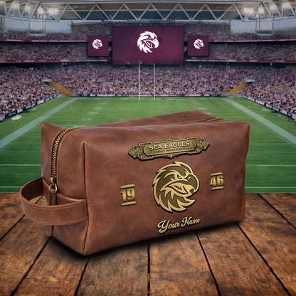 PREMIUM NRL  X GSS 3D EMBOSSED LEATHER TOILETRY BAG Limited Edition NDT VHM