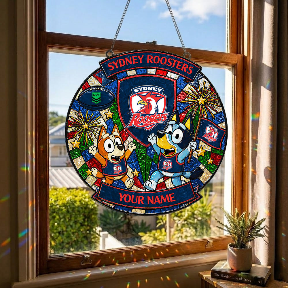 PREMIUM NRL X SR Bluey Suncatcher Custom  Name  Limited Edition NDT NTN 230426