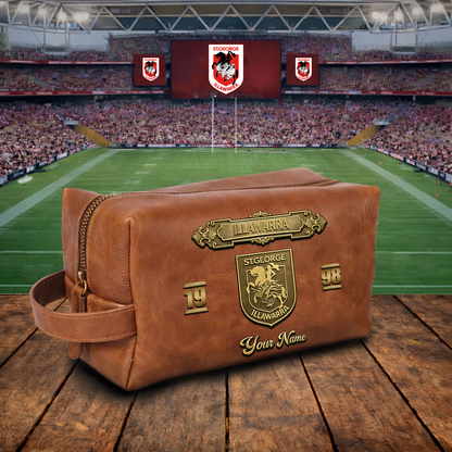 PREMIUM NRL  X SGID 3D EMBOSSED LEATHER TOILETRY BAG Limited Edition NDT VHM
