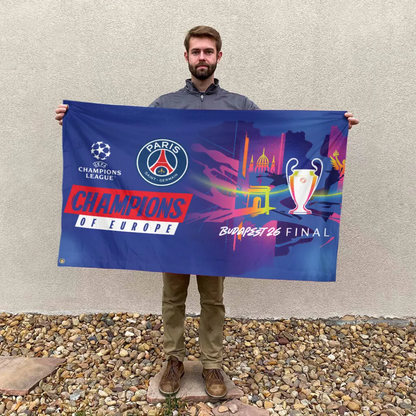 PSG 2526 Champions League Champions 3D Double-side House Flag V4 0106 DatND DVT