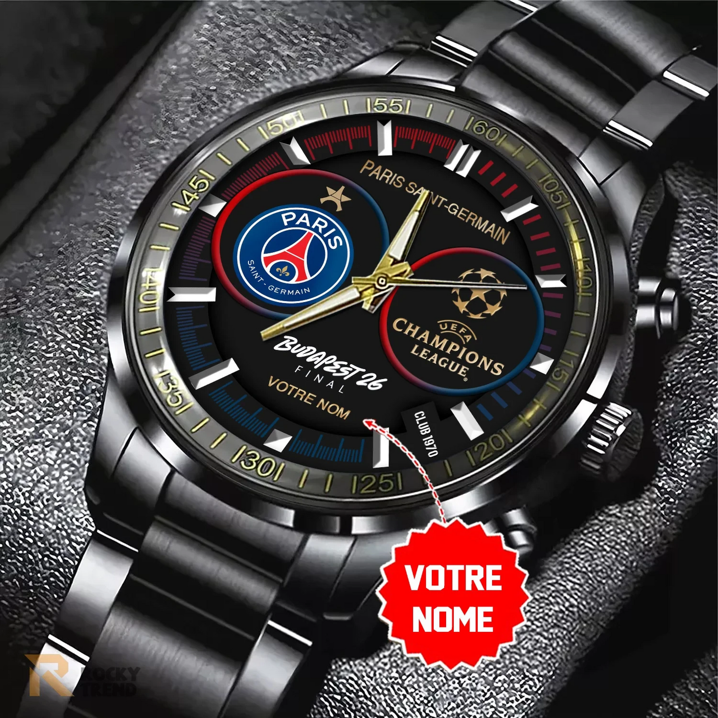 PSG Champions League Final 2026 -Black Stainless Steel Watch 1405 DatND DVT-1