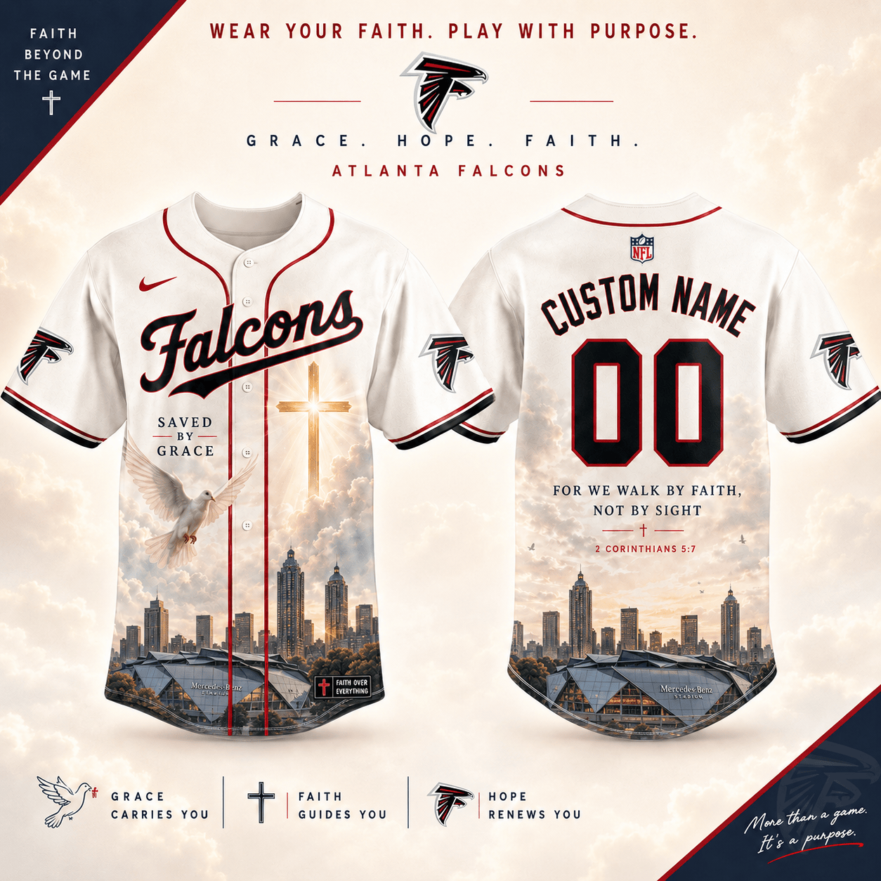 Personalized AF x NFL Luxury Baseball Jersey 160626