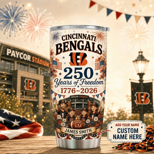Personalized CIN Premium NFL 250 Years Of Freedom Classic Tumbler 150626