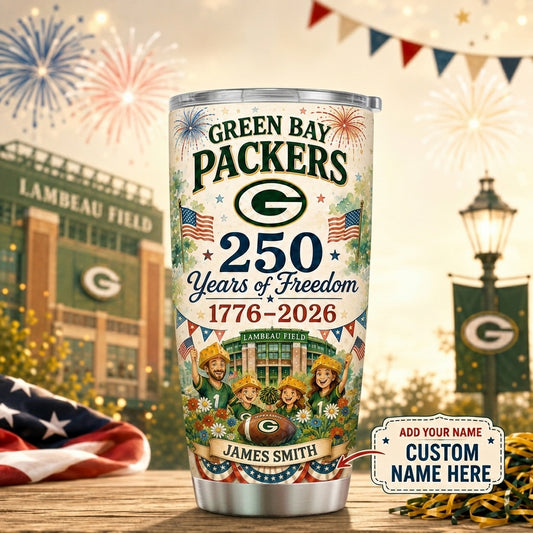 Personalized GBP Premium NFL 250 Years Of Freedom Classic Tumbler 150626