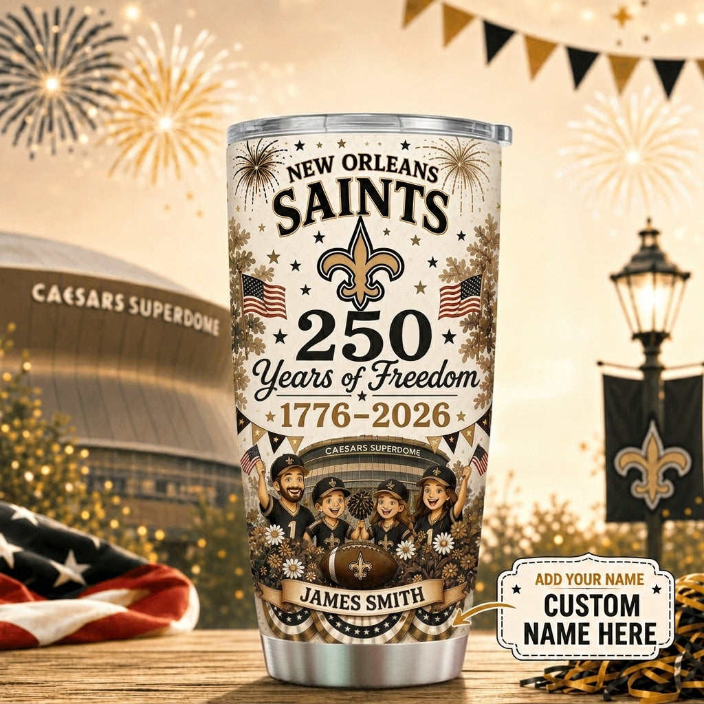 Personalized NOS Premium NFL 250 Years Of Freedom Classic Tumbler 150626