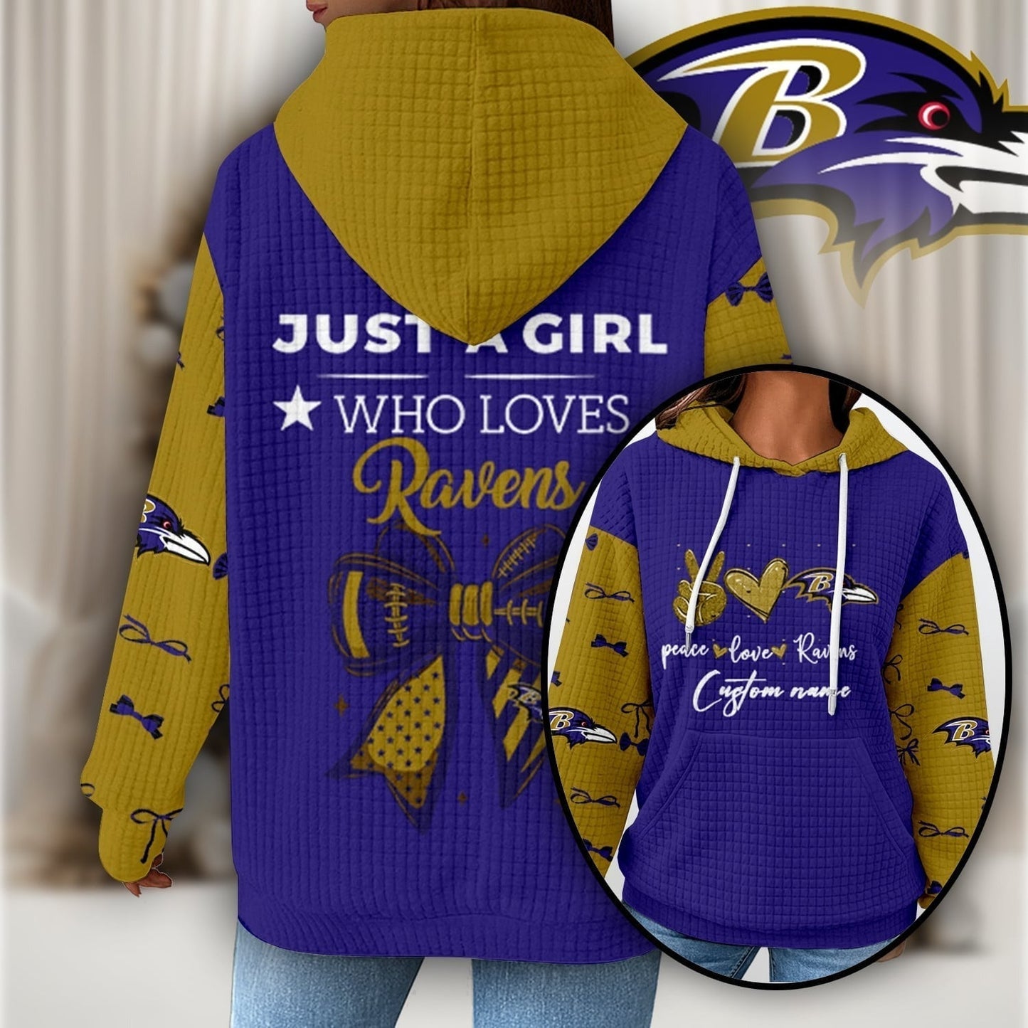 Premium NFL X BAL Women's Waffle Hoodie NDT NHM