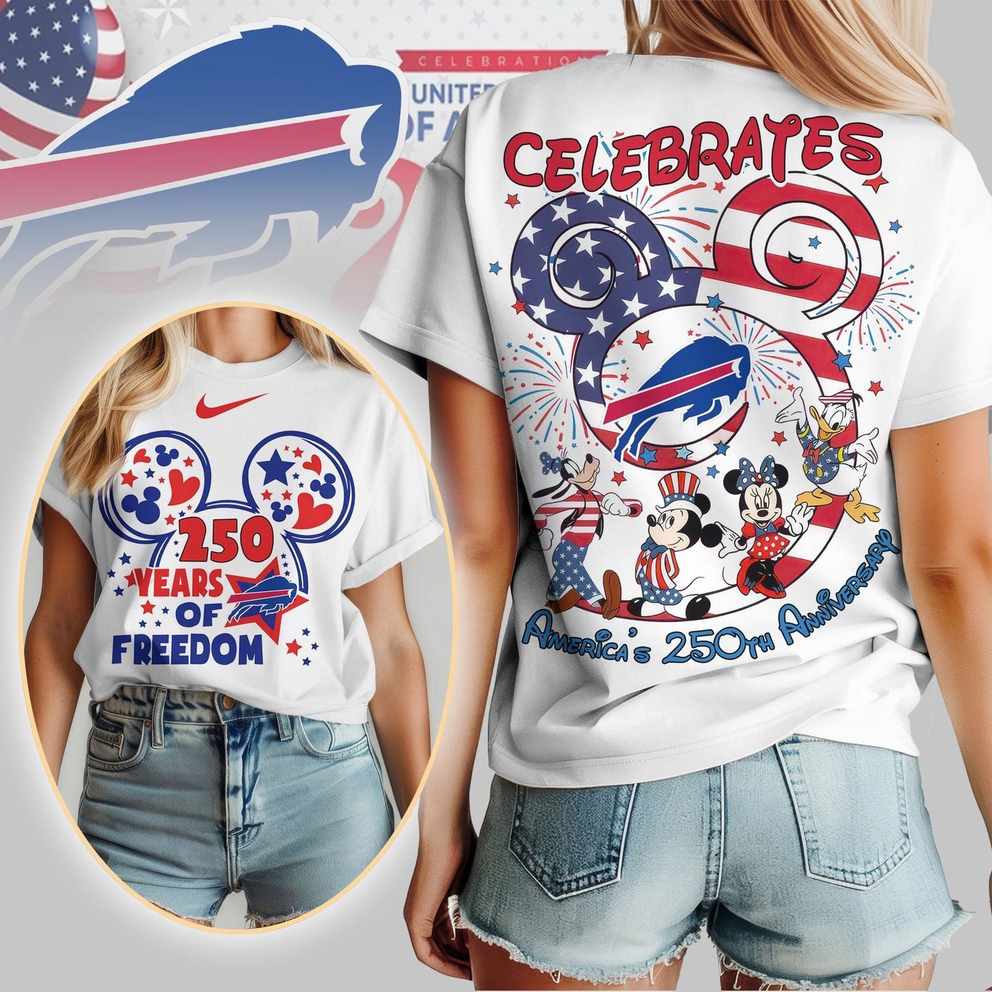 Premium NFL X BB Mouse  Celebrates America 250th Anniversary Women Shirt NDT LVH