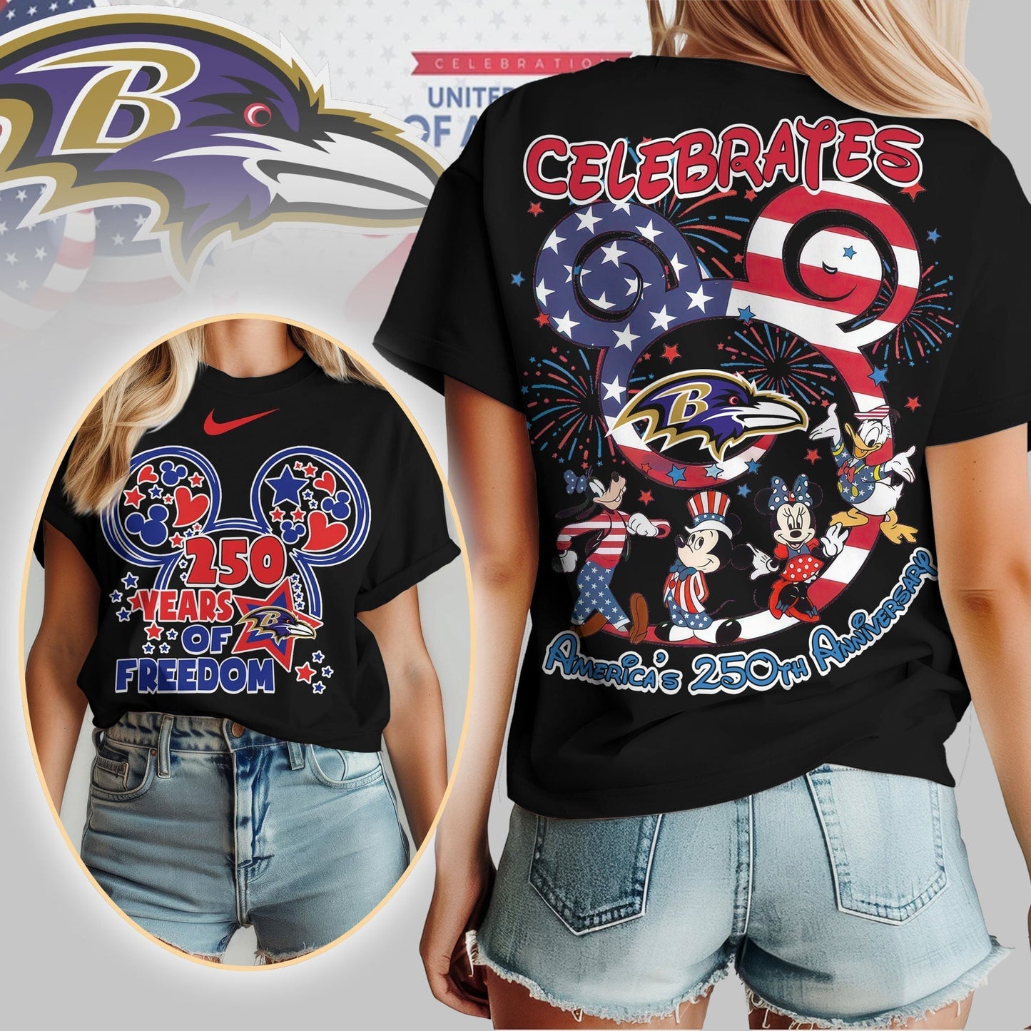 Premium NFL X BR Mouse  Celebrates America 250th Anniversary Women Shirt NDT LVH