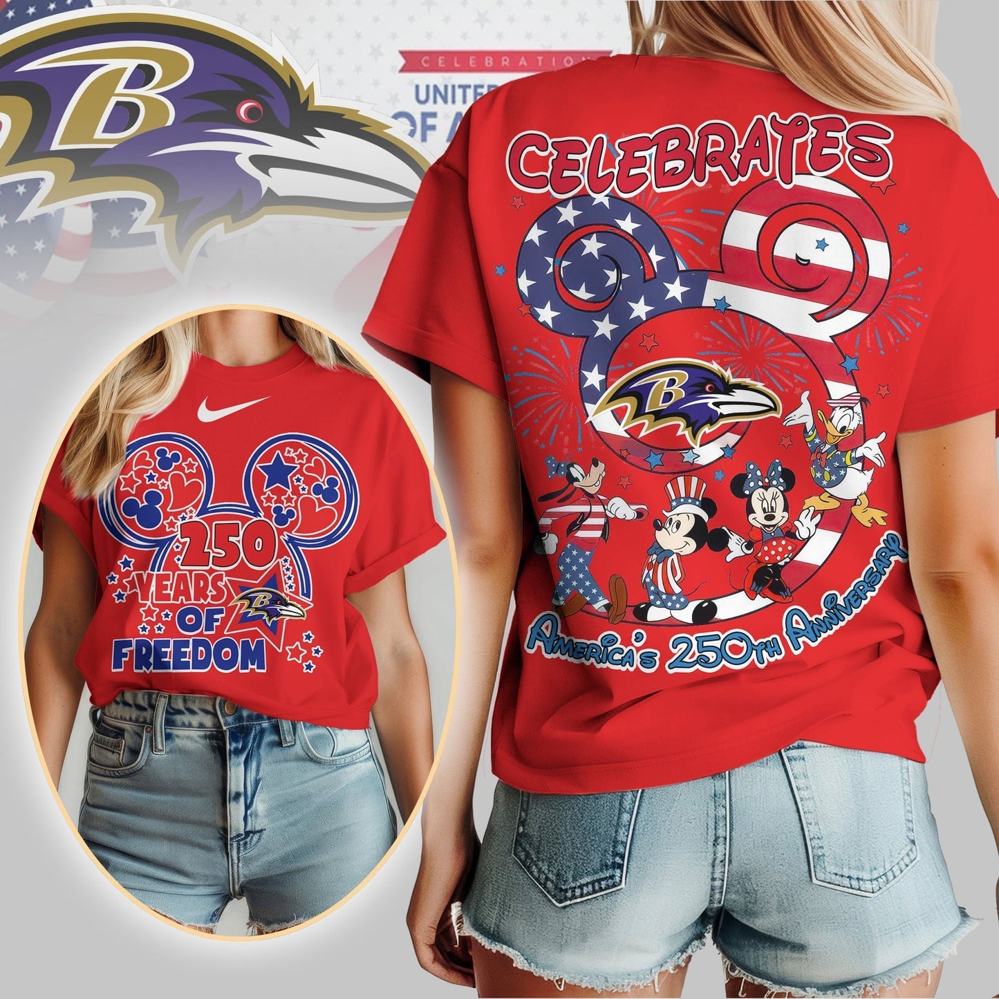 Premium NFL X BR Mouse  Celebrates America 250th Anniversary Women Shirt NDT LVH