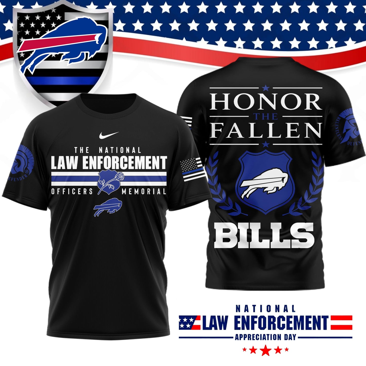 Premium NFL X BUF The National Law Enforcement 3D Shirt NDT LVH 050626