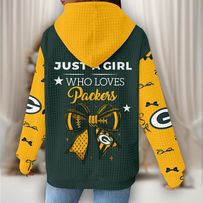 Premium NFL X GB Women's Waffle Hoodie NDT NHM