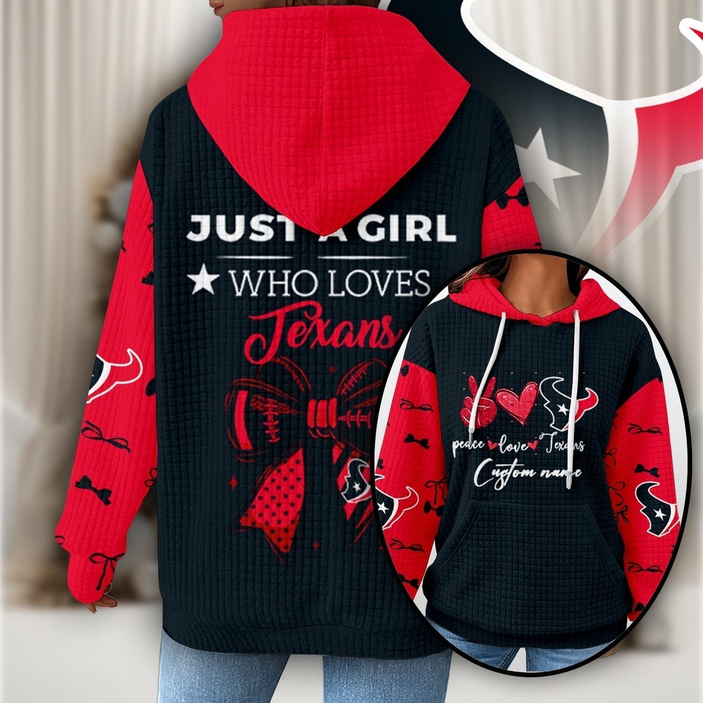 Premium NFL X HOU Women's Waffle Hoodie NDT NHM