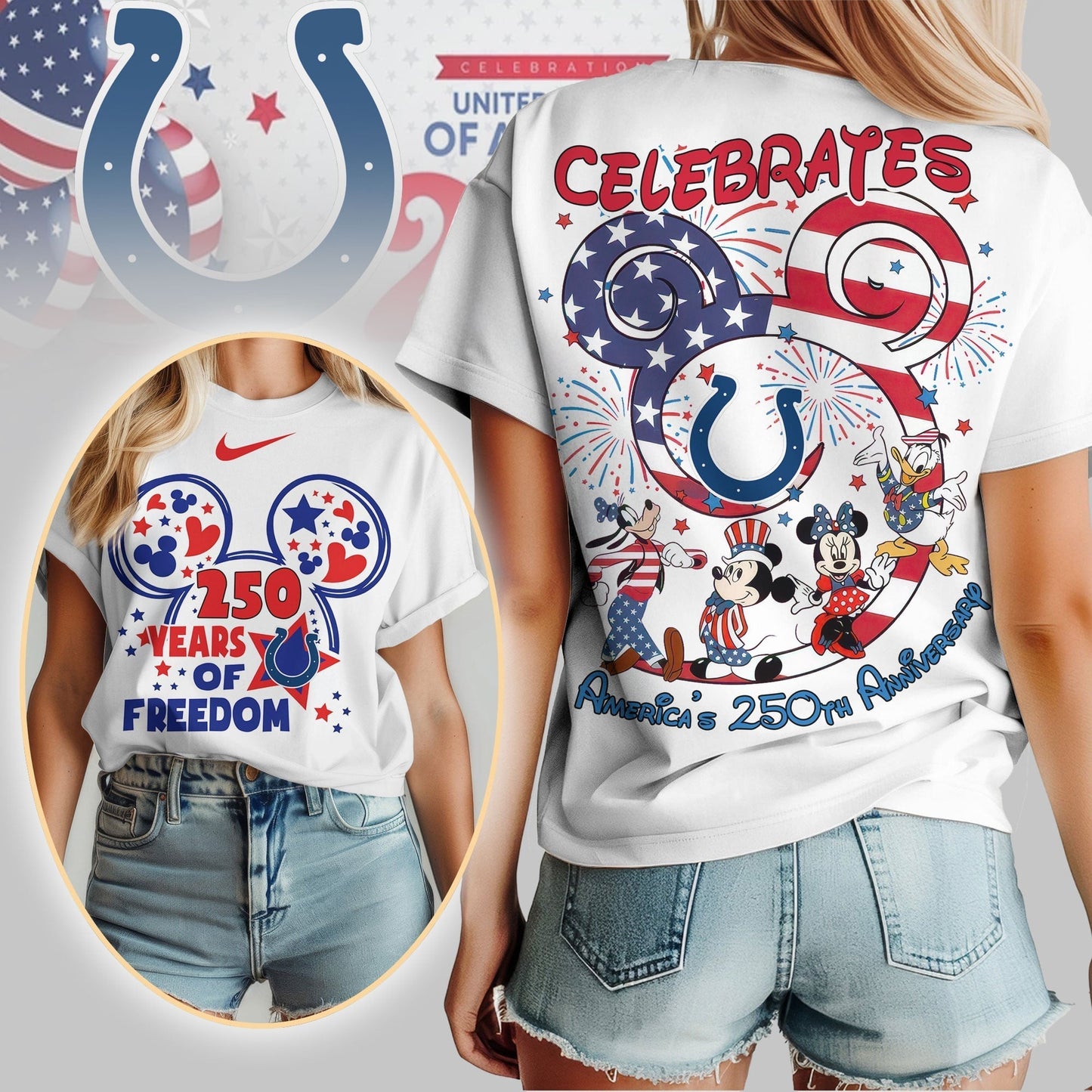 Premium NFL X IC Mouse  Celebrates America 250th Anniversary Women Shirt NDT LVH