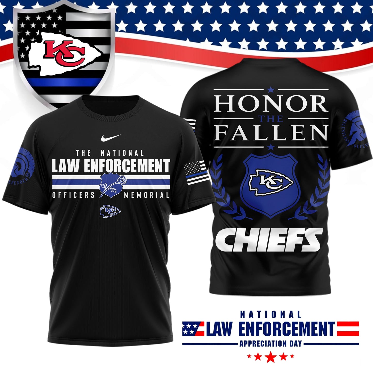 Premium NFL X KAN The National Law Enforcement 3D Shirt NDT LVH 050626