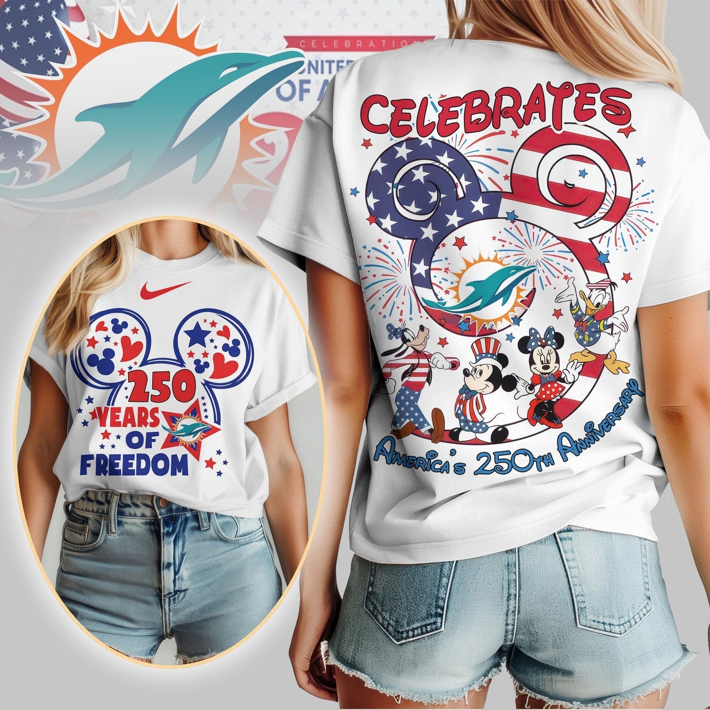 Premium NFL X MD Mouse  Celebrates America 250th Anniversary Women Shirt NDT LVH