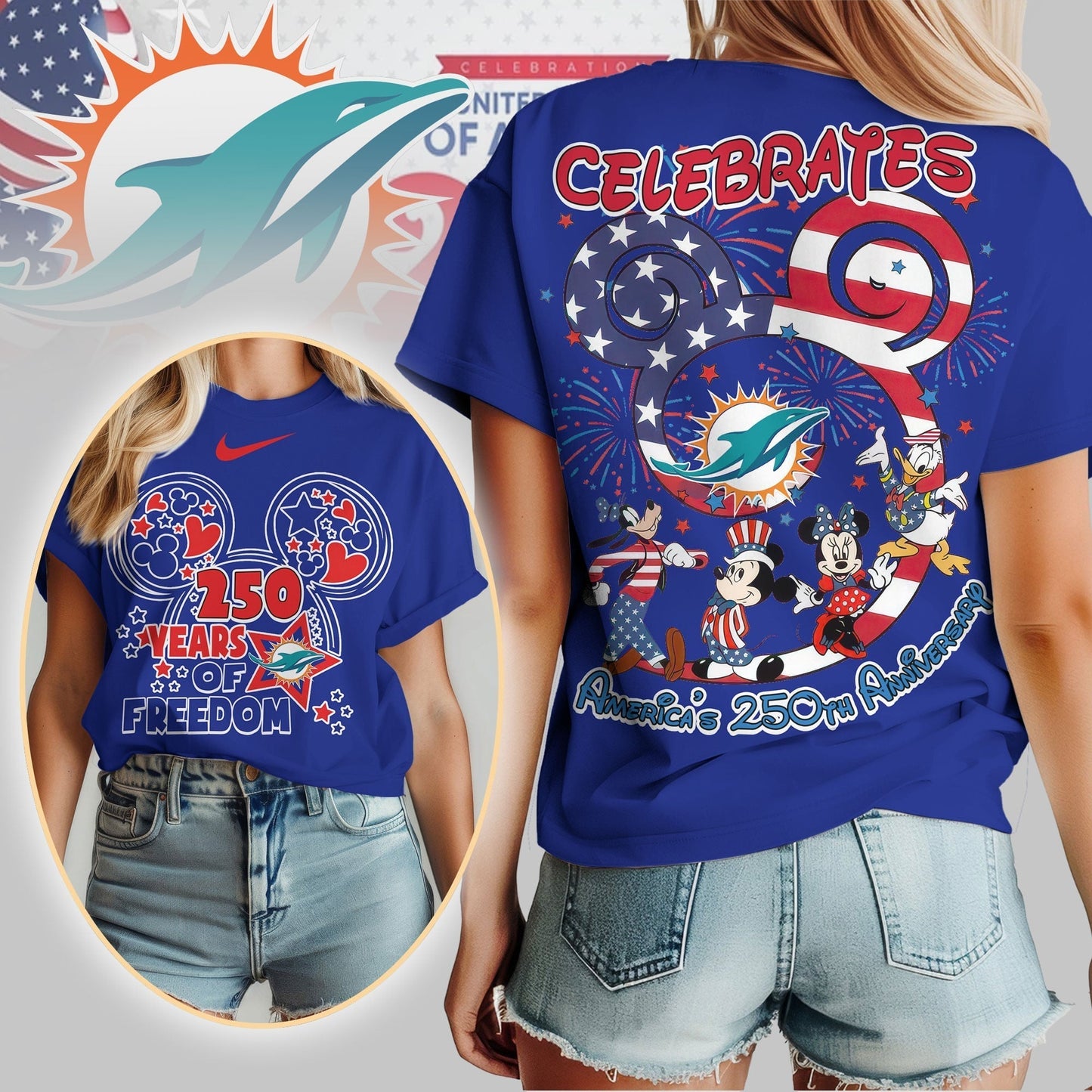 Premium NFL X MD Mouse  Celebrates America 250th Anniversary Women Shirt NDT LVH