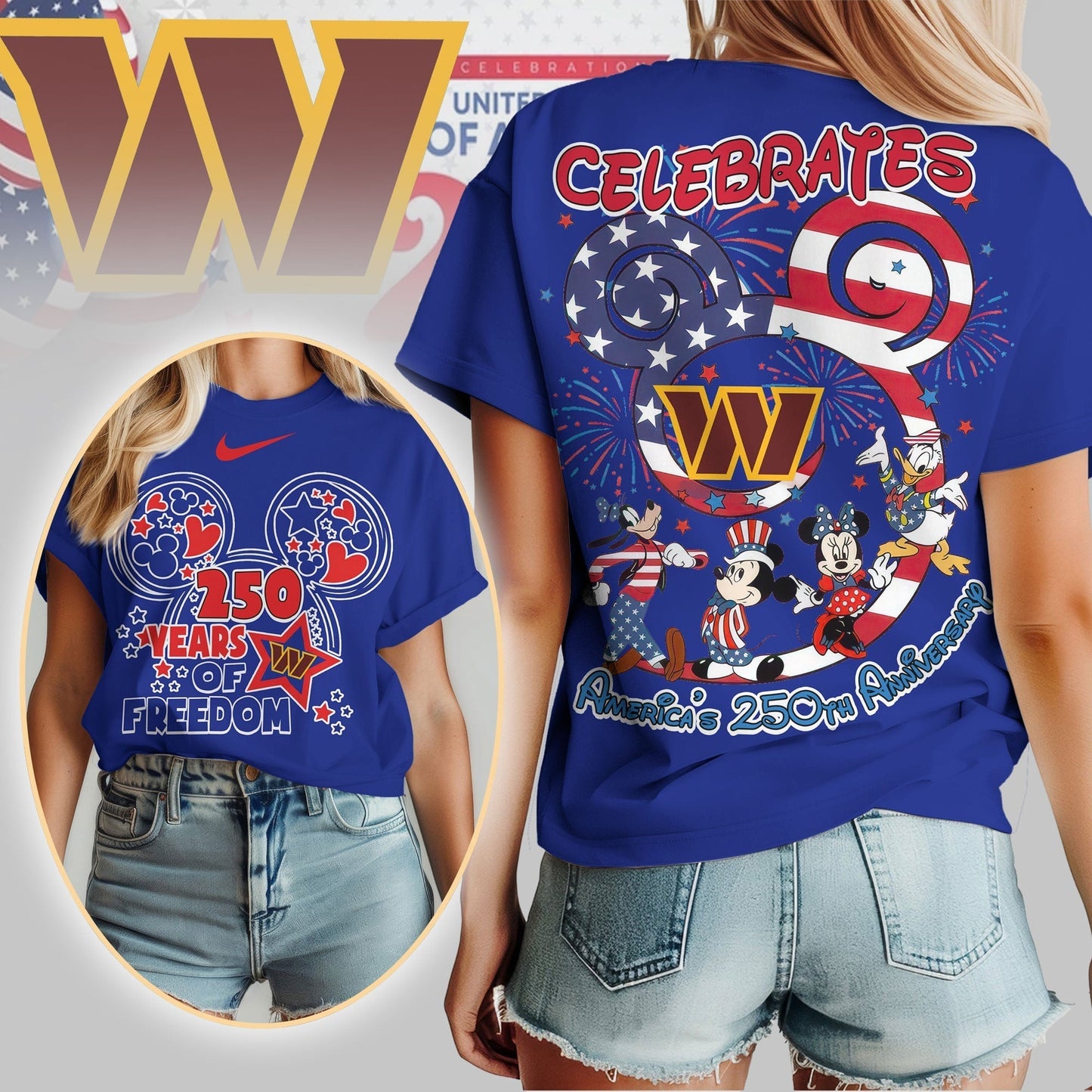 Premium NFL X WC Mouse  Celebrates America 250th Anniversary Women Shirt NDT LVH