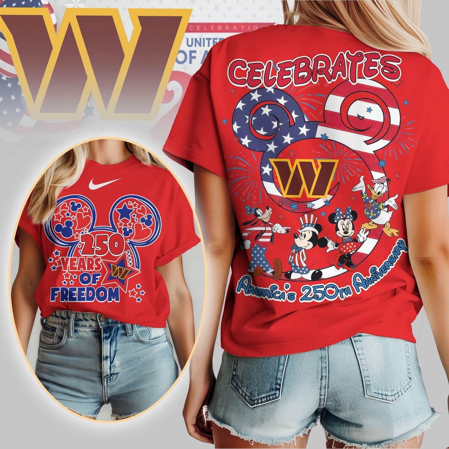 Premium NFL X WC Mouse  Celebrates America 250th Anniversary Women Shirt NDT LVH