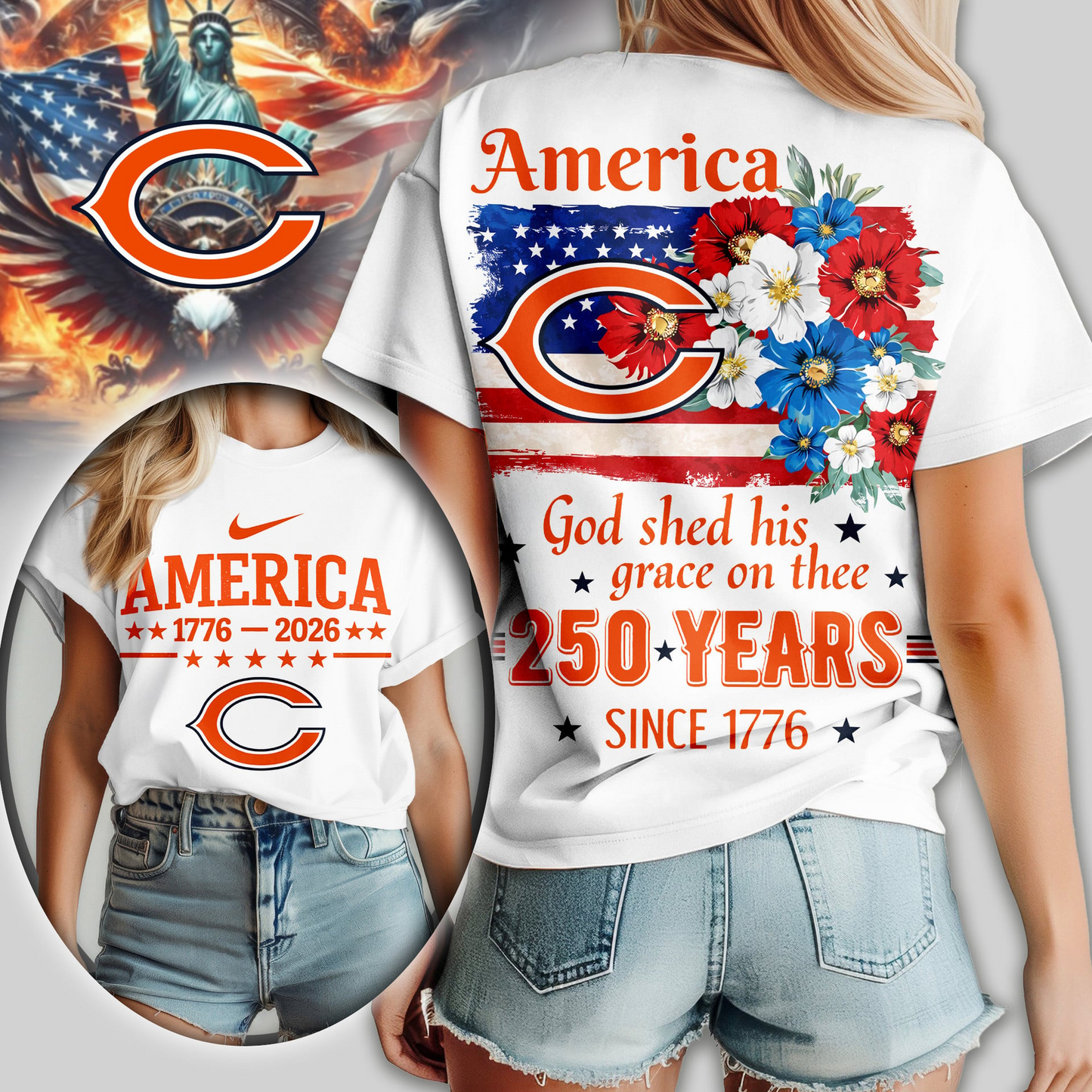 Premium NFL x CHI America God Shed His Grace On Thee Women Shirt NDT VHM