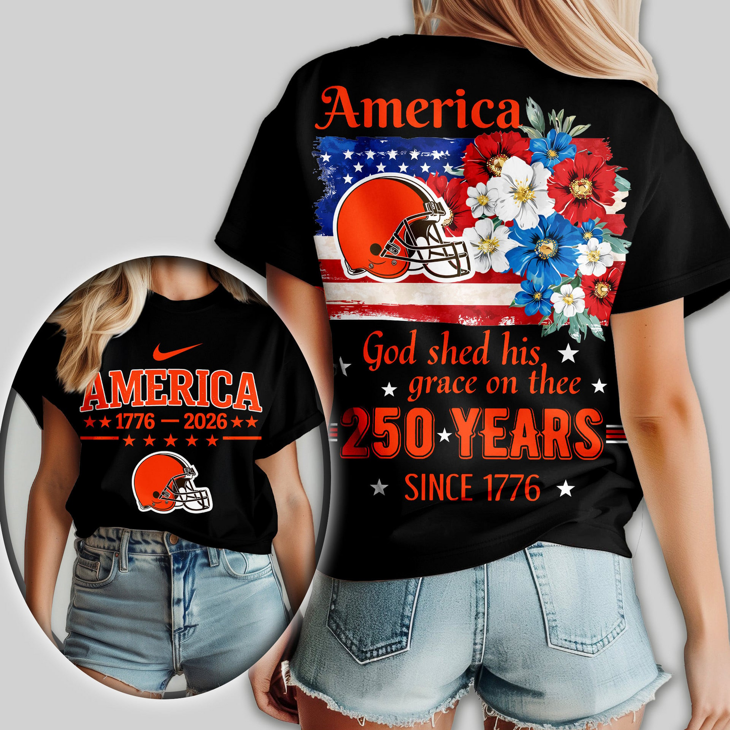 Premium NFL x CLE America God Shed His Grace On Thee Women Shirt NDT VHM