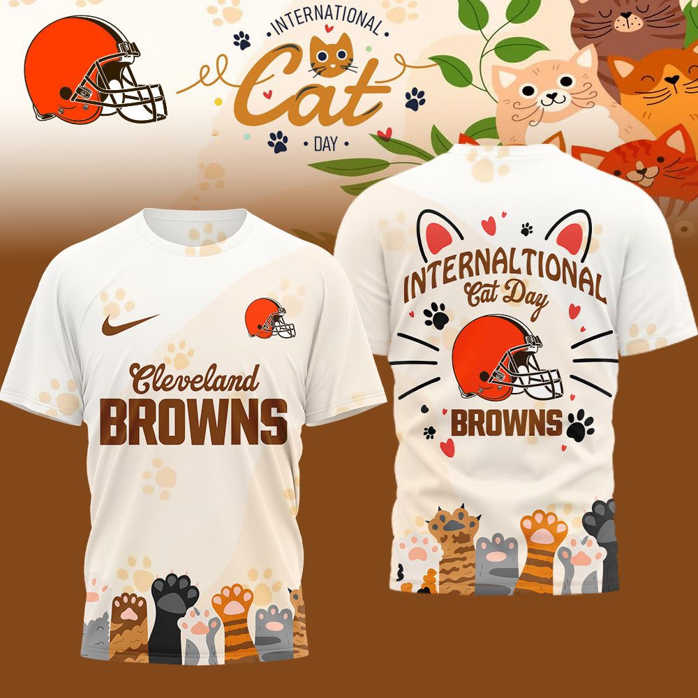 Premium NFL x Cleveland Browns International Cat Day 3D Shirt NDT LVH