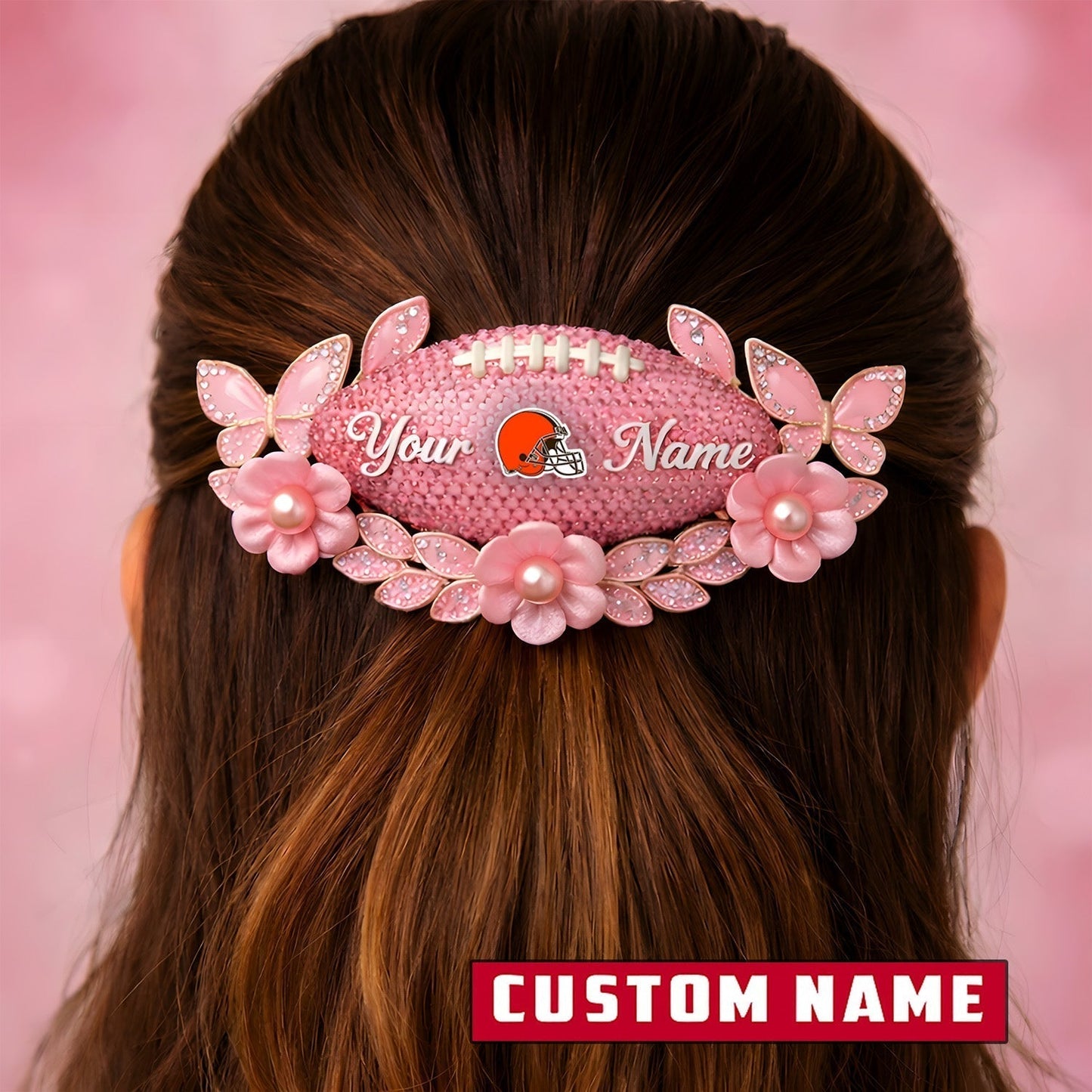 Premium NFL x Cleveland Browns Personalized Women's Hair Pin - Valentine Edition NDT LVH