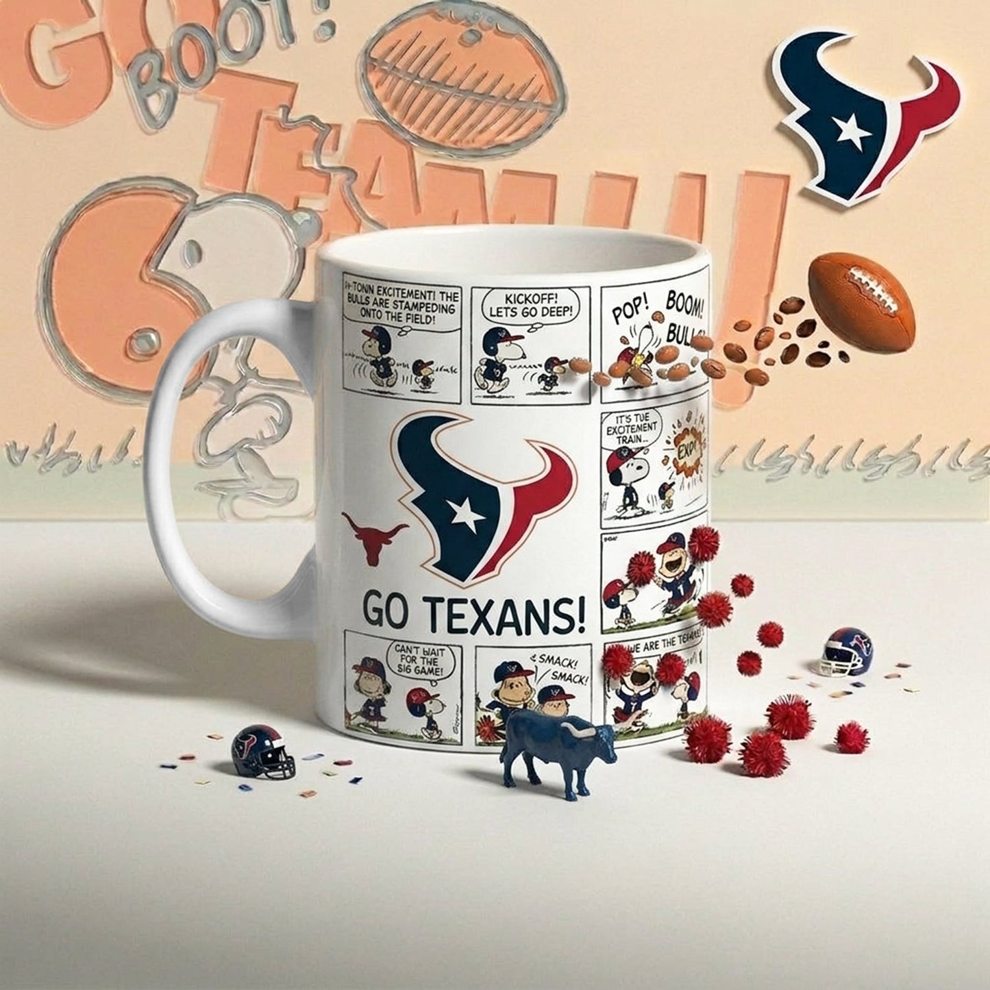 Premium NFL x HOU Peanuts Comic Mug NDT NHM 210426