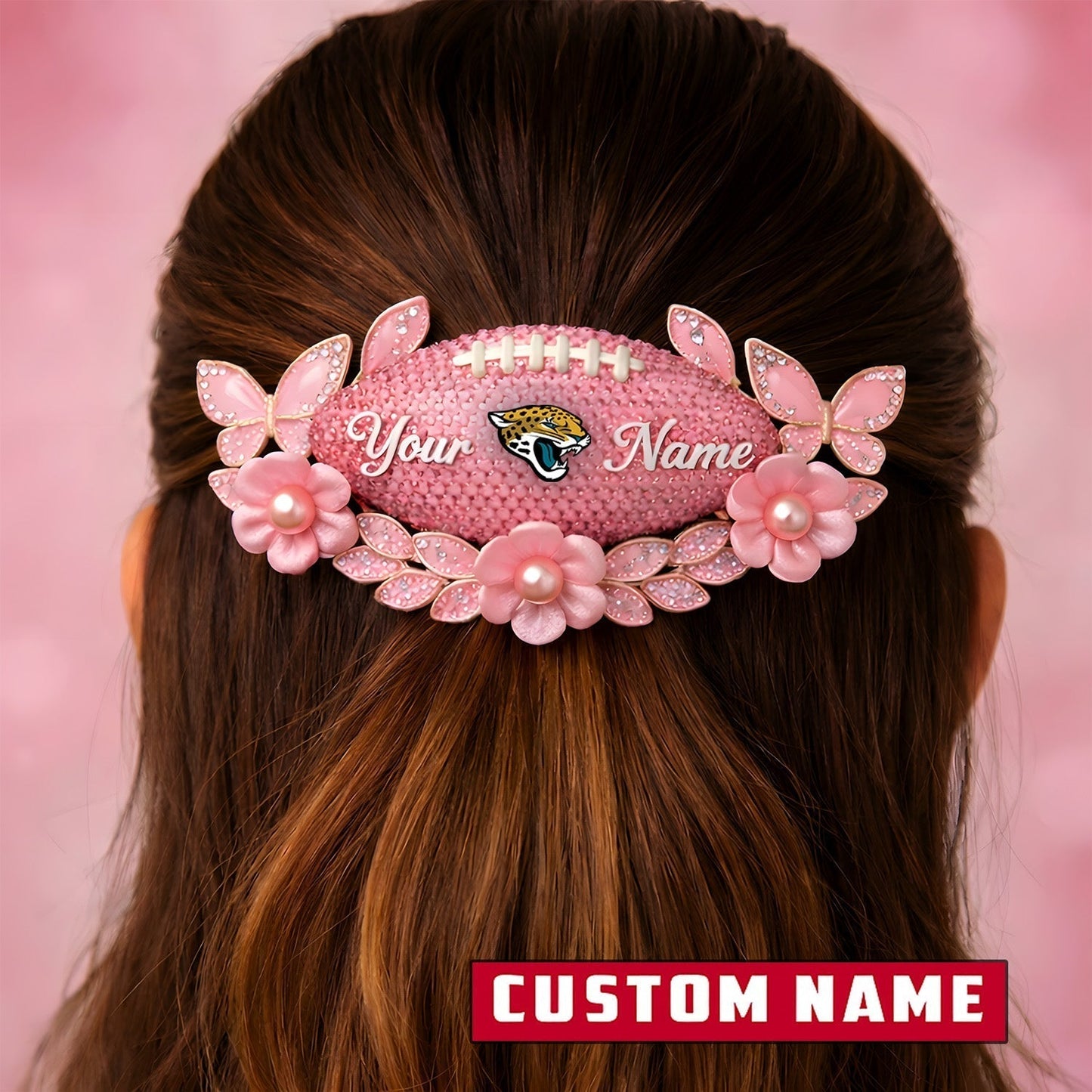 Premium NFL x Jacksonville Jaguars Personalized Women's Hair Pin - Valentine Edition NDT LVH