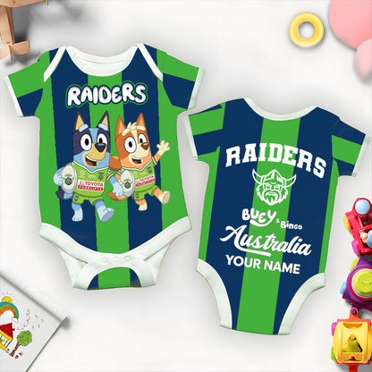 Premium NRL X CR Bluey & Bingo  Baby Romper Custom Name For Kids V4 NDT LVH 230326