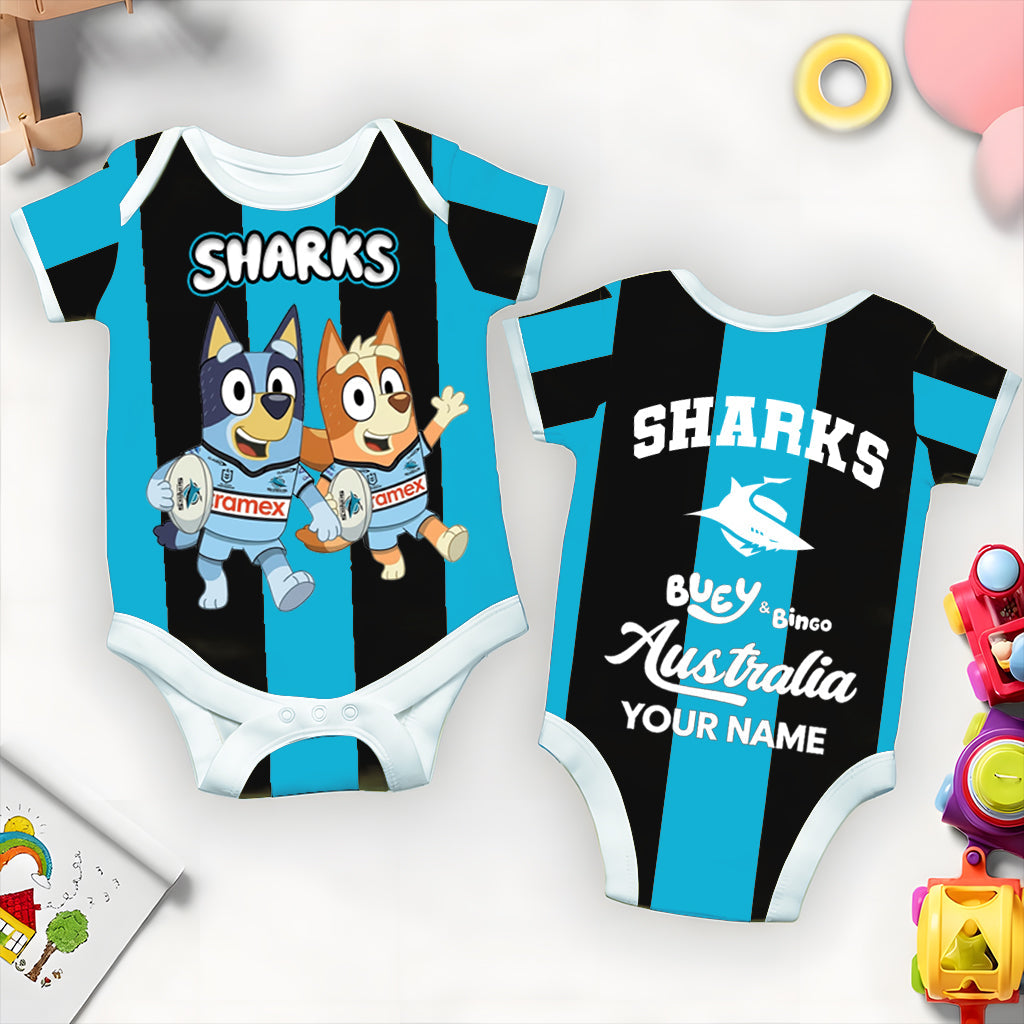 Premium NRL X CS Bluey & Bingo  Baby Romper Custom Name For Kids V4 NDT LVH 230326