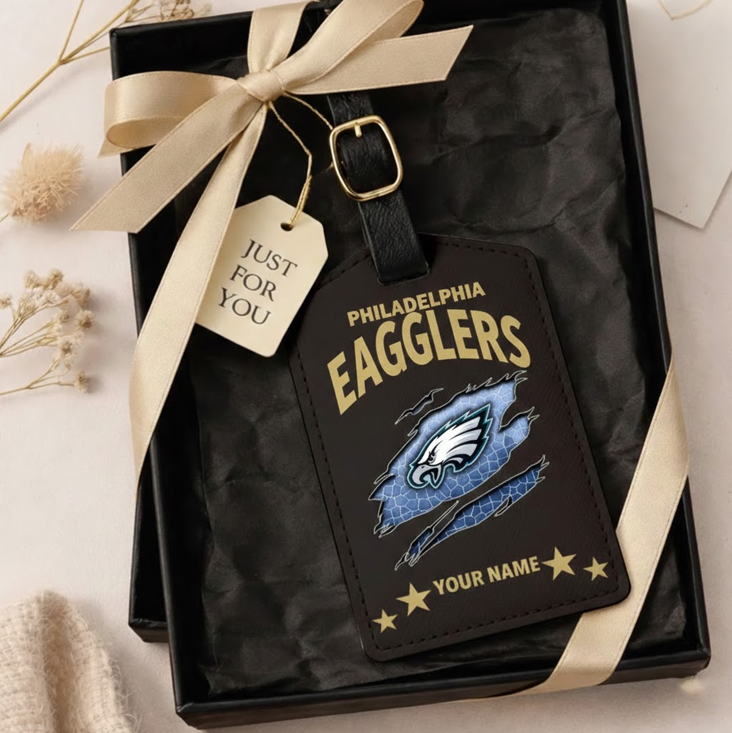 Premium NFL x PE Personalized Leather Luggage Tag NDT VHM 170126