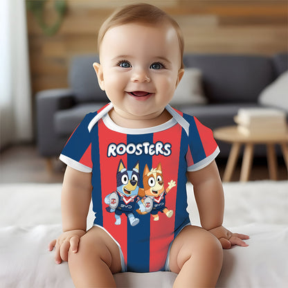 Premium NRL X SR Bluey & Bingo  Baby Romper Custom Name For Kids V4 NDT LVH 230326