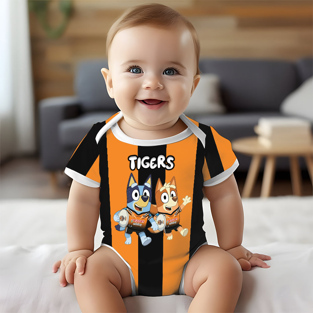 Premium NRL X WT Bluey & Bingo  Baby Romper Custom Name For Kids V4 NDT LVH 230326