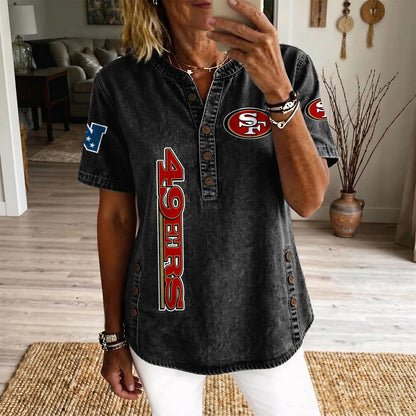 SAN x NFL Womenƒ??s Denim Casual Tops DATND LBN 190526