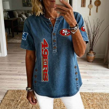 SAN x NFL Womenƒ??s Denim Casual Tops DATND LBN 190526