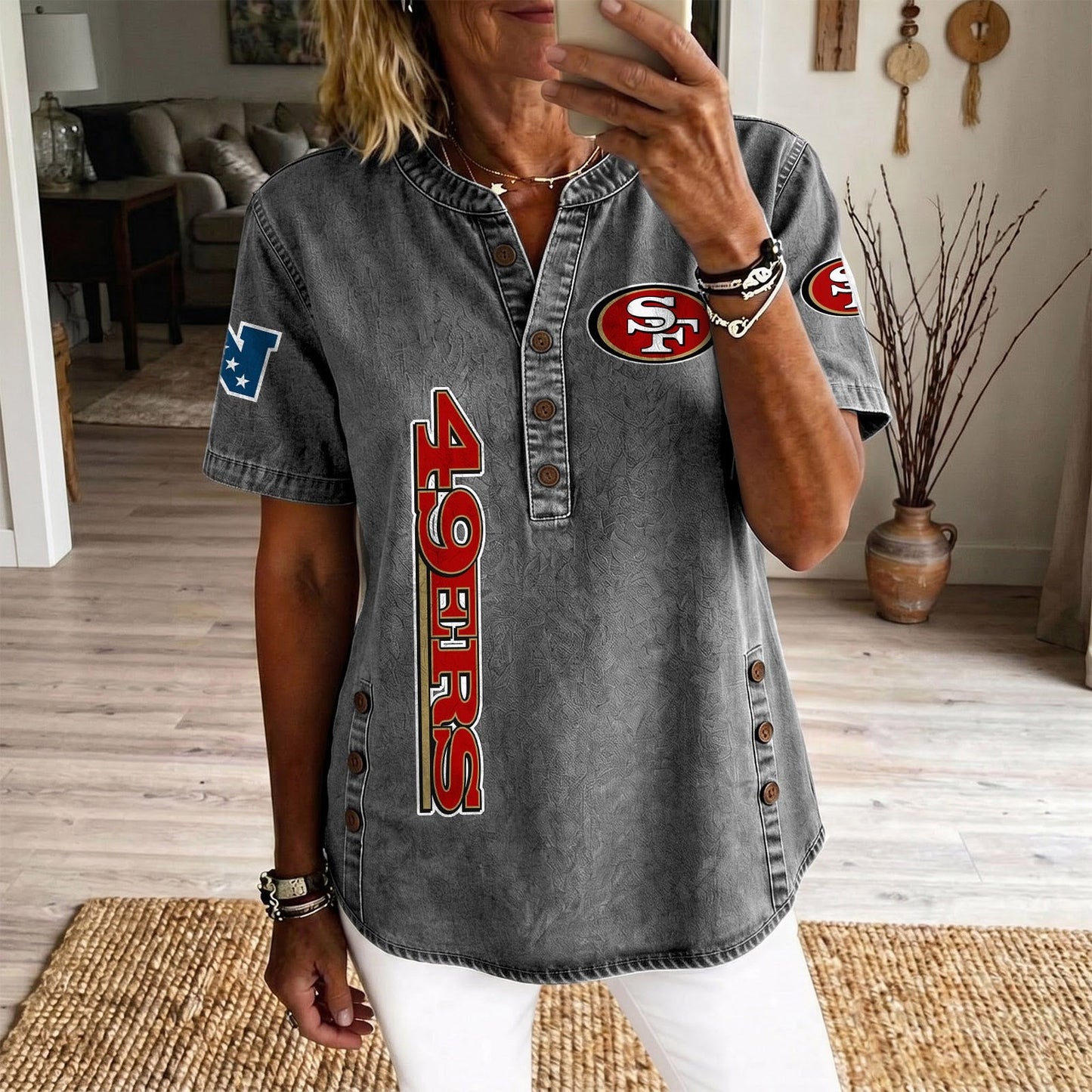 SAN x NFL Womenƒ??s Denim Casual Tops DATND LBN 190526