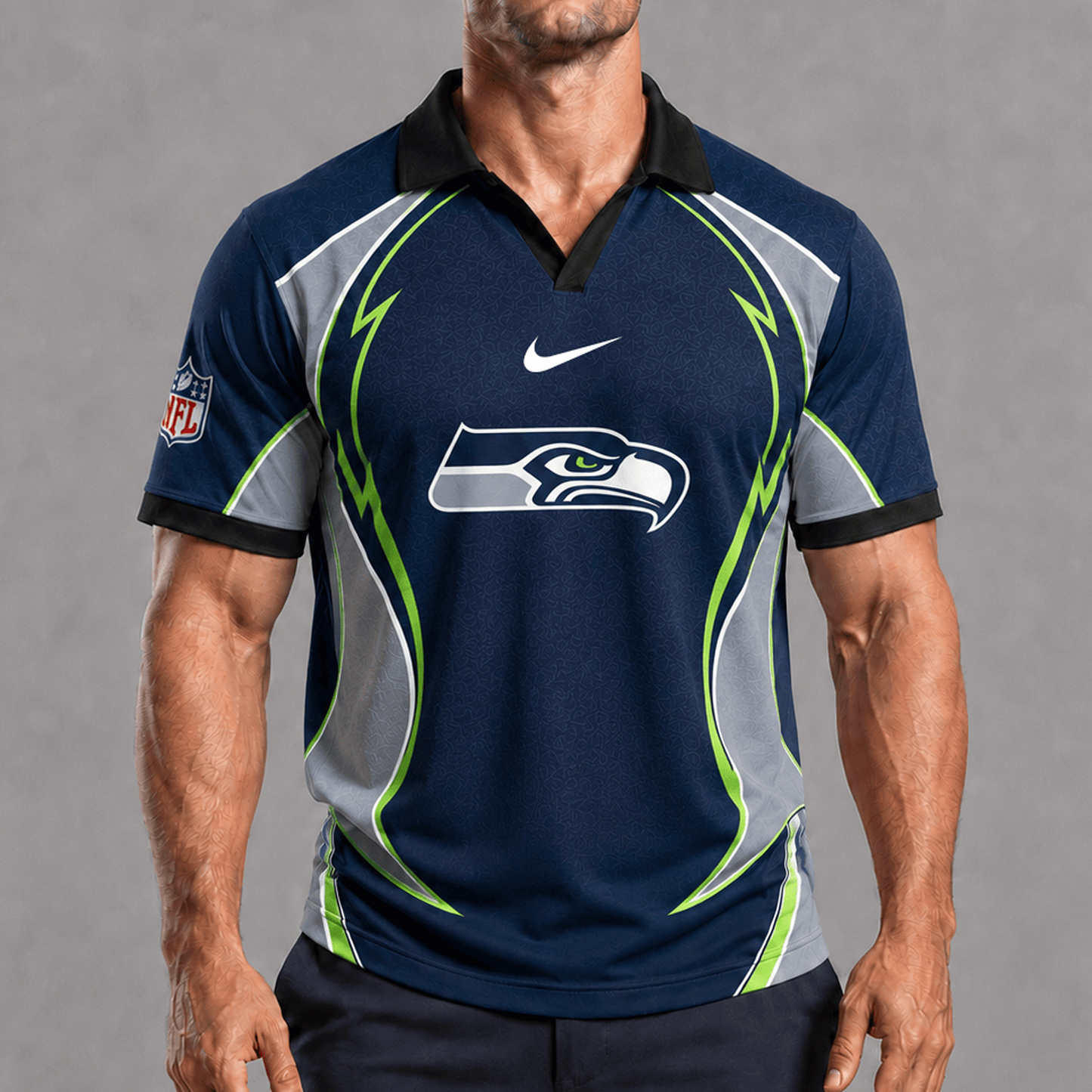 SEA x NFL Premium Rugby Polo Shirt 1506