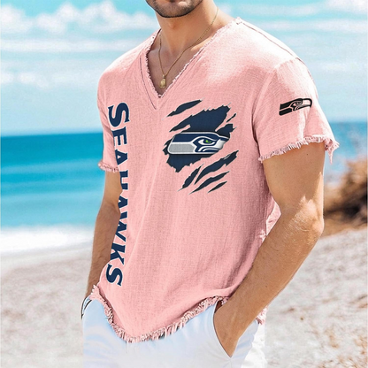 SEA x NFL V-Neck Linen Beach Shirt 1905 DatND DVT