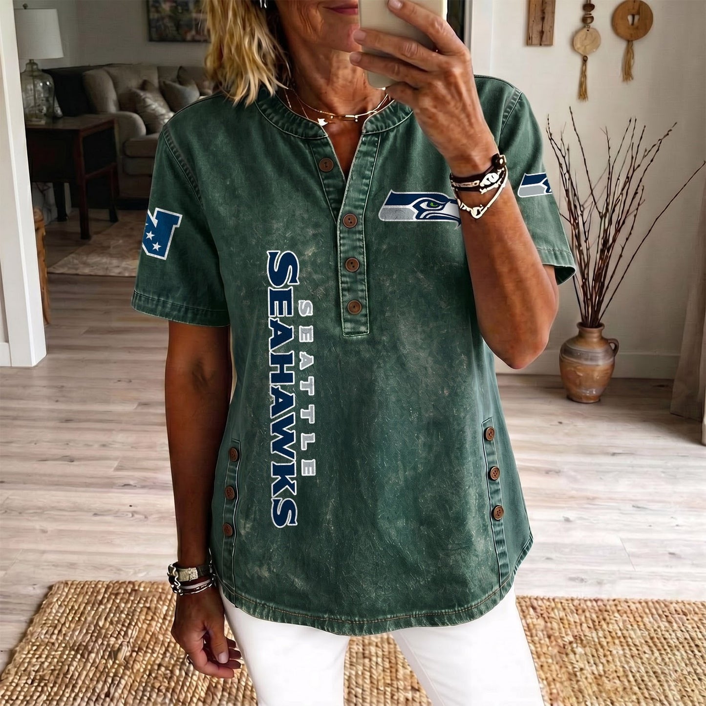 SEA x NFL Womenƒ??s Denim Casual Tops DATND LBN 190526