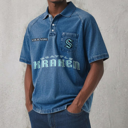 SEA x NHL Men's Distressed Turn-Down Collar Polo DATND TANTD 250526