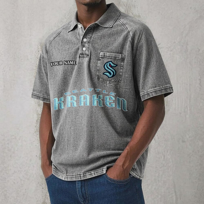 SEA x NHL Men's Distressed Turn-Down Collar Polo DATND TANTD 250526