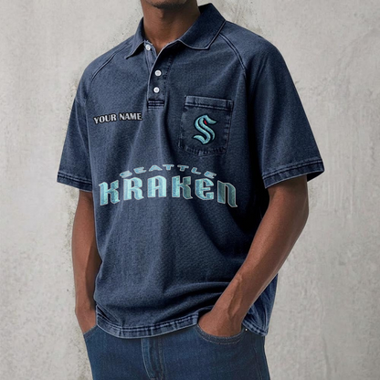 SEA x NHL Men's Distressed Turn-Down Collar Polo DATND TANTD 250526